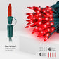Hopolon Red Christmas Mini String Lights 2 Set 50Count 13Feet Incandescent Bulb Mini String Lights Waterproof For Indoor Outdoor