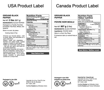 Food To Live Ground Black Pepper 2 Pounds - 100% Pure, The Essential Spice For Flavorful Cooking, Grilling & Baking, Vegan, Kosh