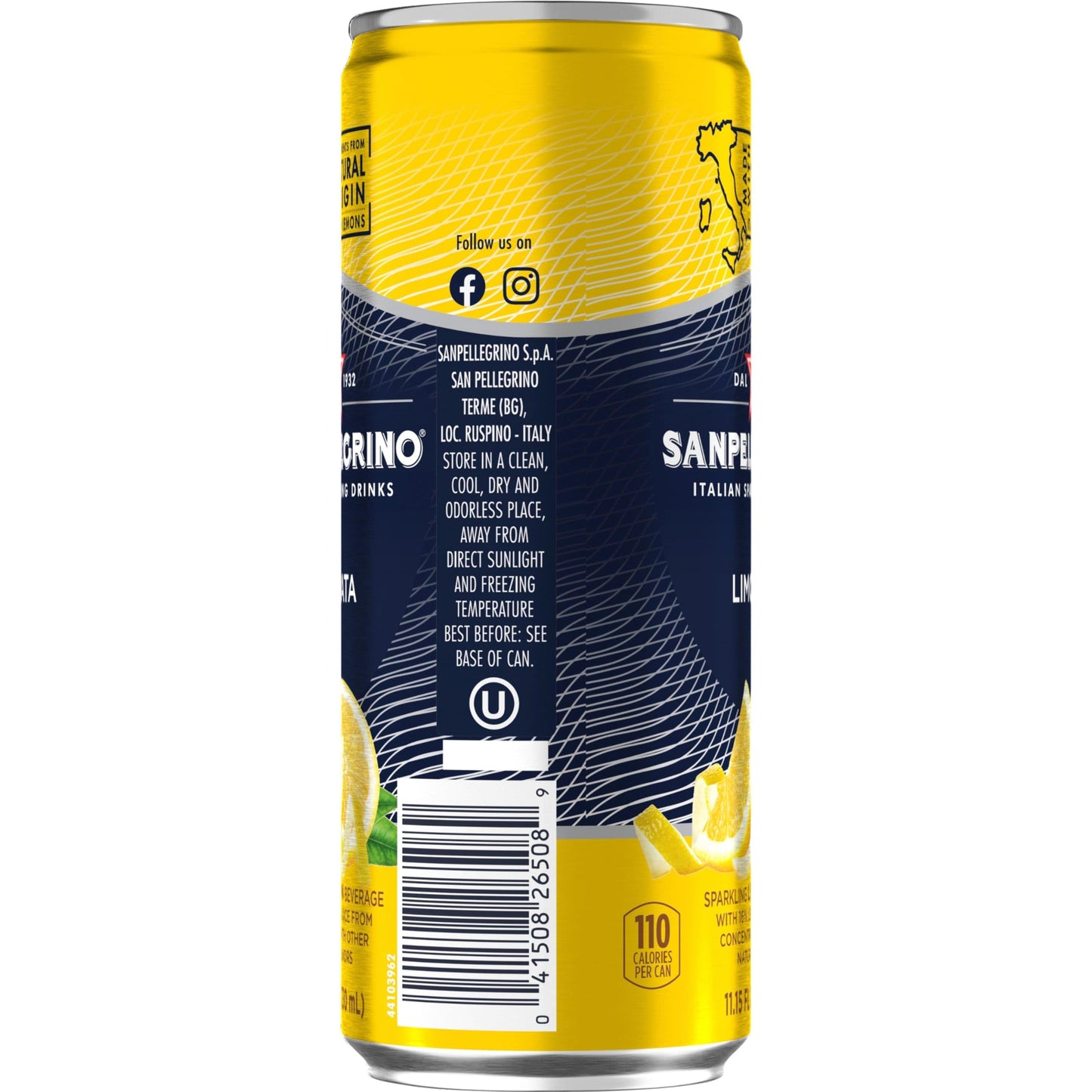 Sanpellegrino Italian Sparkling Drink Limonata, Sparkling Lemon Beverage, 6 Pack of Cans