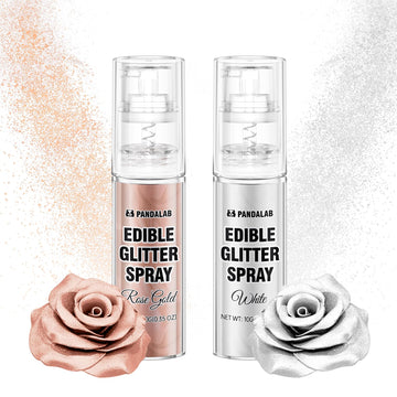 Edible Glitter Spray - White & Rose Gold Food Grade Luster Dust for Drinks, Dessert Decorating Shimmering Glitter for Beverages,