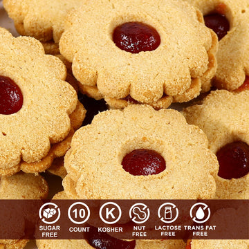Sugar Free Cookies By Sterns Bakery | [10 Count] Strawberry Filled Linzer Tart Cookies | Sugar Free Cookies And Snacks For Diabe