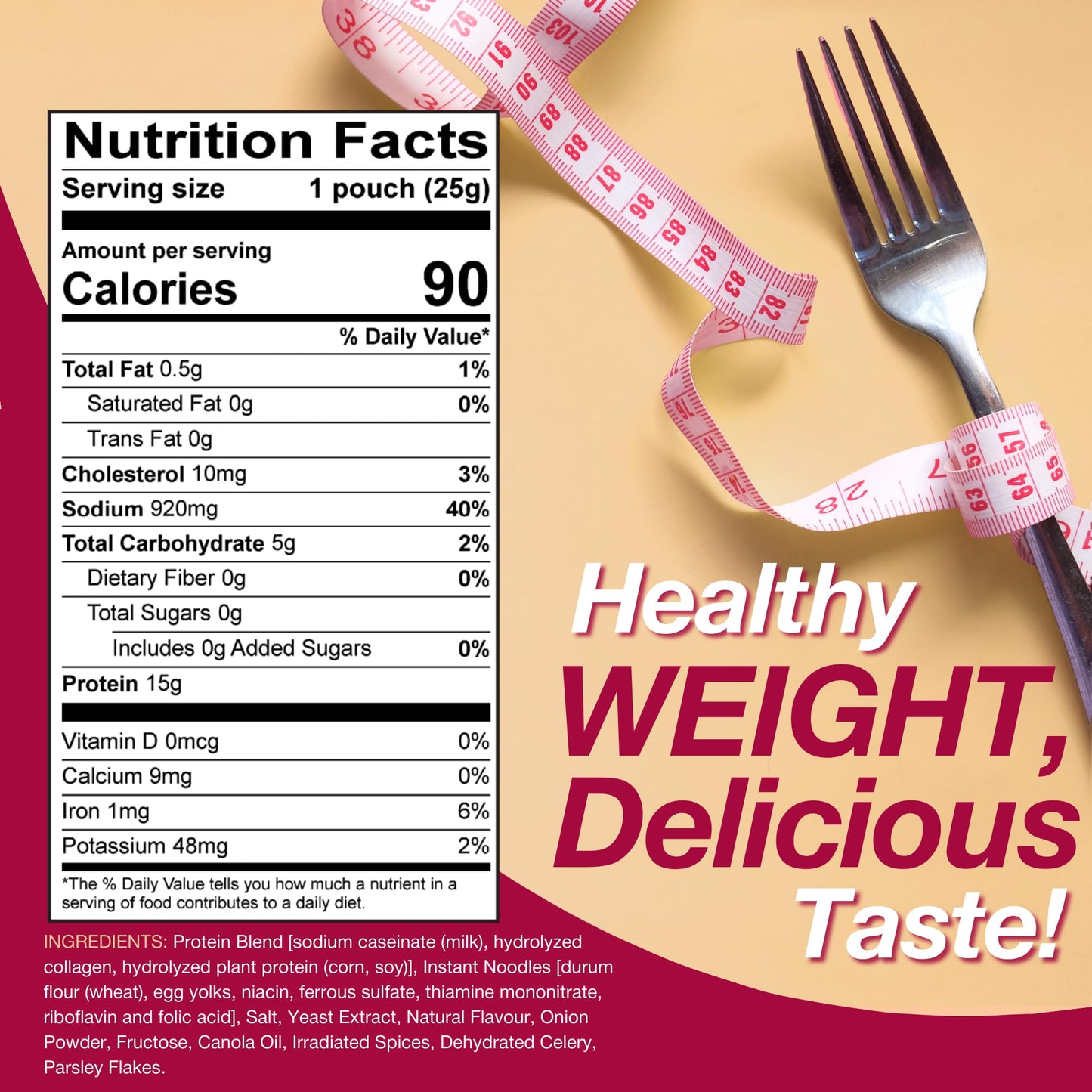 ProtiDiet High Protein Chicken Noodle Soup, 15g Protein, Low Calorie, Low Carb, Very Low Fat, Sugar Free, Diet Soup Mix, KETO Fr