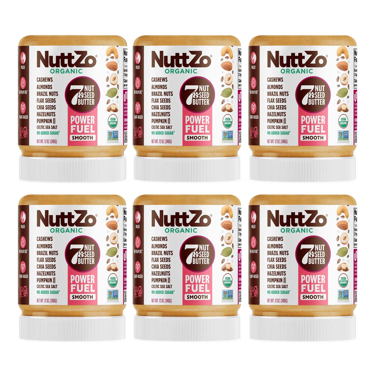 NuttZo Organic Power Fuel Smooth 7 Nuts & Seeds Butter Spread | Paleo and Keto Friendly | Peanut & Gluten Free, Vegan, and Koshe