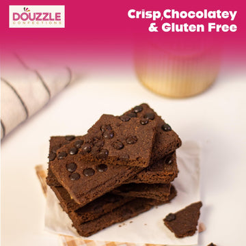 DOUzzle Gluten Free Cookies, Brownie Crisps Chocolate Chip (4 OZ - Pack of 1) Non Gebrokts Kosher for Passover Food Snacks -