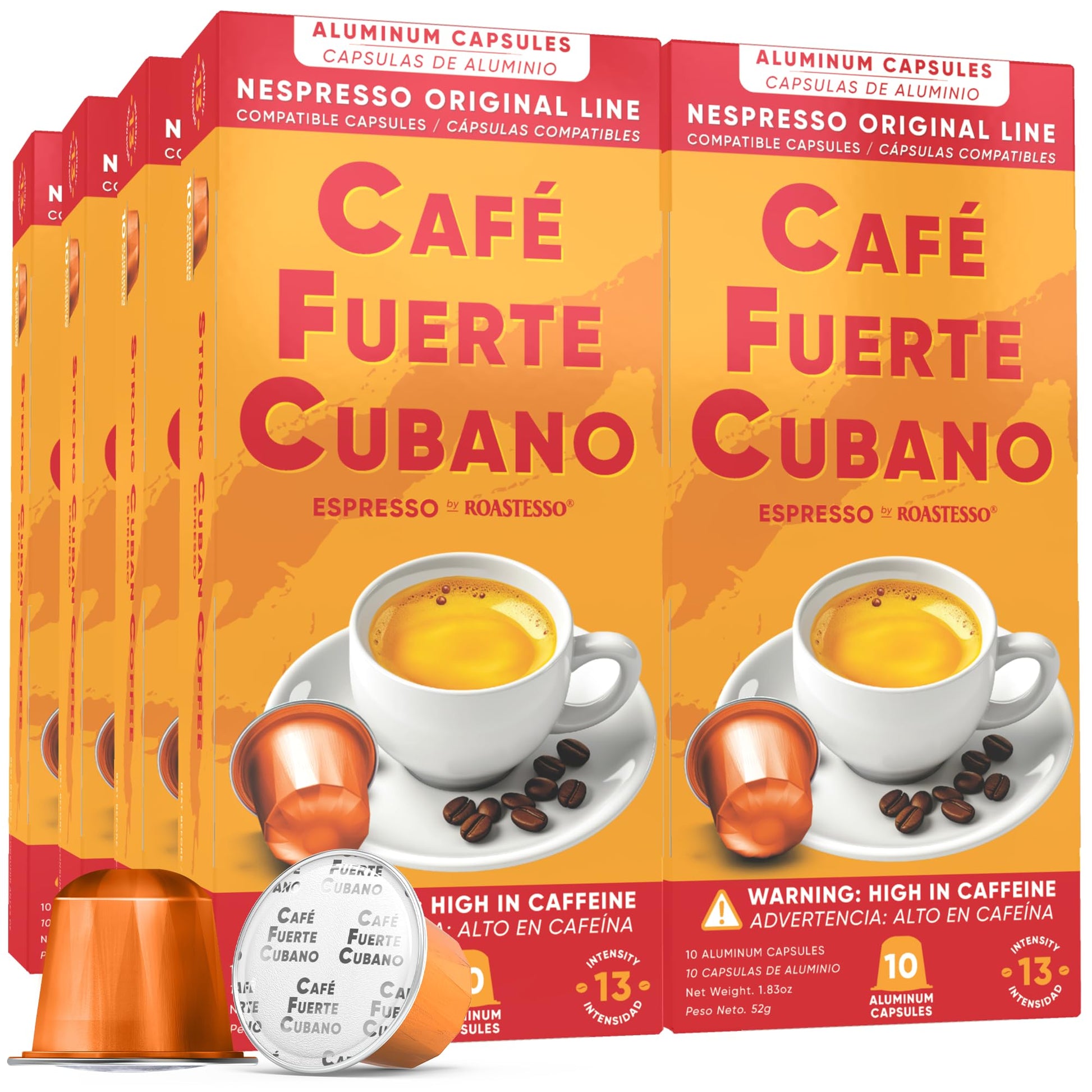 Café Fuerte Cubano Espresso Pods, Dark Roast, Intensity 13, 80 Count