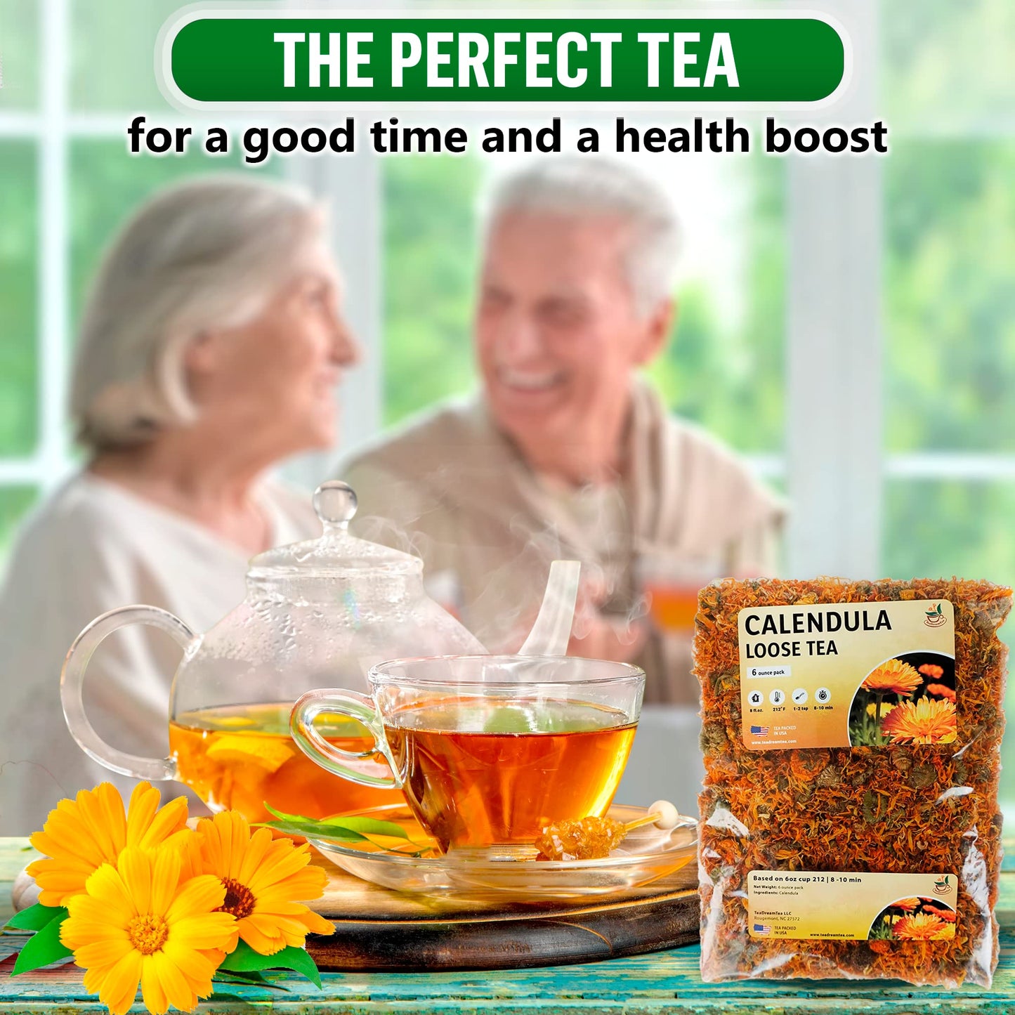 TeaDreamTea Calendula Tea - Dried Marigold Flowers, Caffeine Free, 6 oz