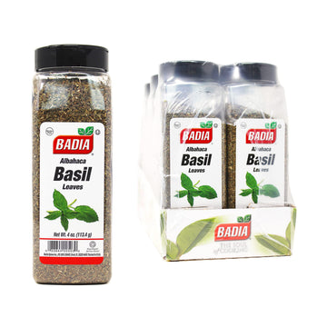Badia Basil Leaves, 4 oz (Pack of 6) - Premium Dried Basil for Cooking, Seasoning, and Garnishing