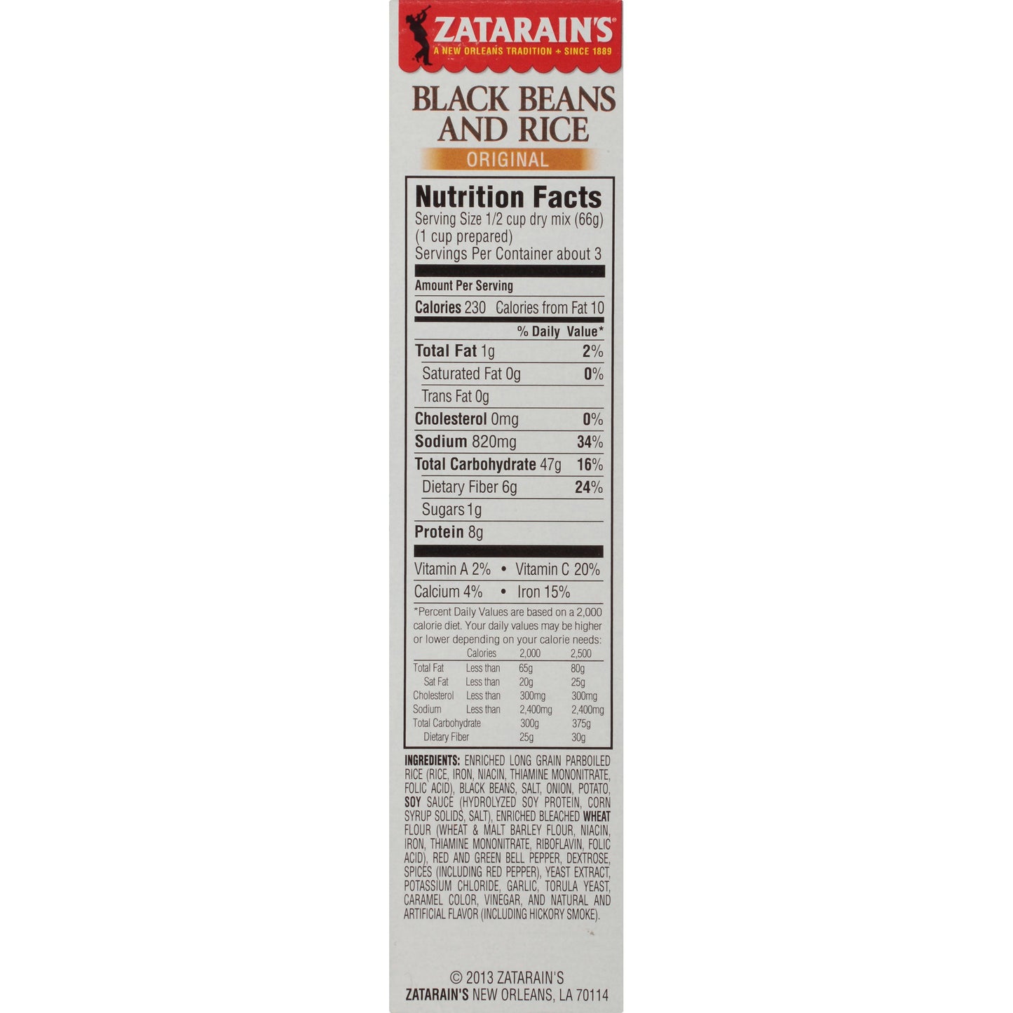 Zatarains Black Beans & Rice, 7 oz, Pack of 12, Convenient Meal Option