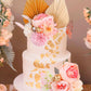 22 Pcs Cake Topper Flower Decorations Pink Palm Leaves Butterfly Floral Bohemian Bridal Party Baptism Baby Shower Summer Lady Ca