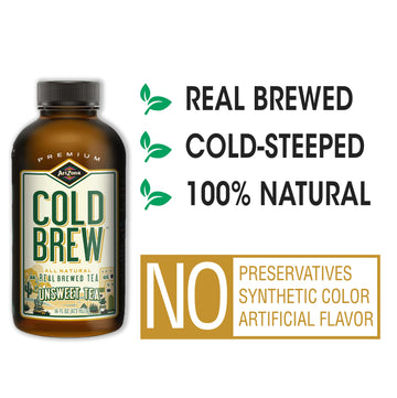 Arizona Unsweet Black Tea - Premium Cold Brew Iced Tea - Sugar Free, 16 Fl Oz (Pack Of 12)