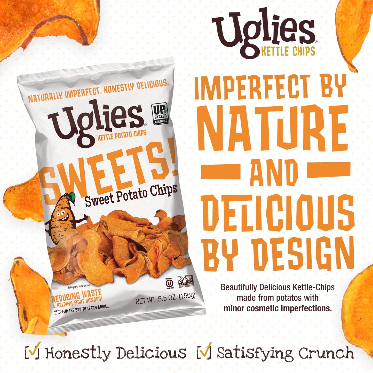 Uglies Sweet Potato Kettle-Cooked Potato Chips, 5.5 Oz. Bags, Pack Of 4