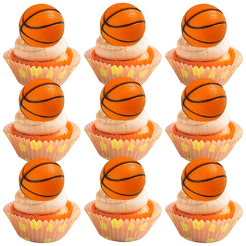 Gyufise 10Pcs Basketball Cake Toppers 3D Basketball Cake Pick Decorations For Sports Theme Babyshower Birthday Event Party Suppl