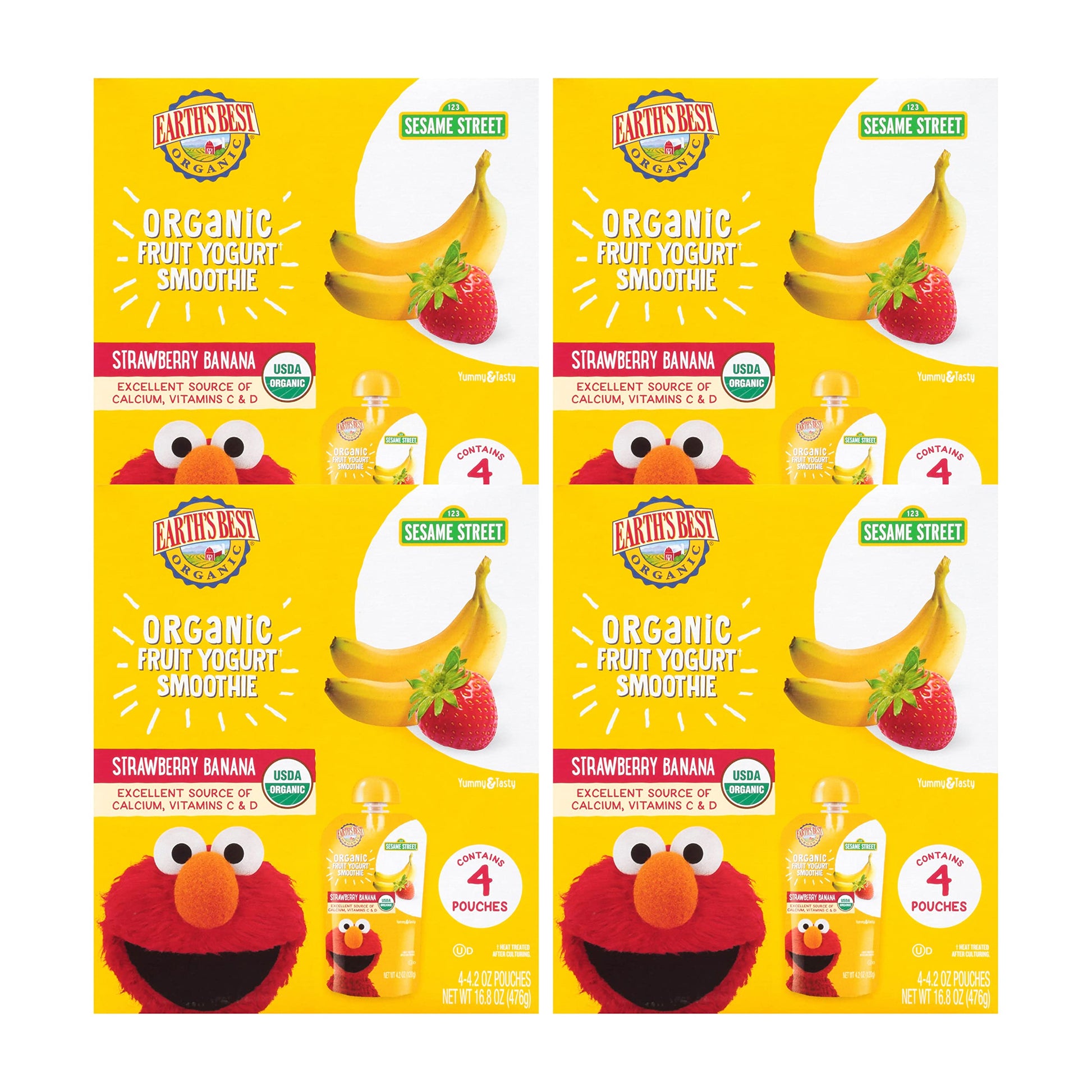 Earth s Best Organic Kids Snacks, Sesame Street Toddler Snacks, Organic Fruit Yogurt Smoothie for Toddlers 2 Years and Older, S