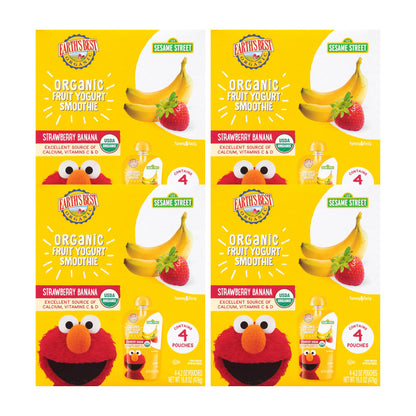 Earth s Best Organic Kids Snacks, Sesame Street Toddler Snacks, Organic Fruit Yogurt Smoothie for Toddlers 2 Years and Older, S