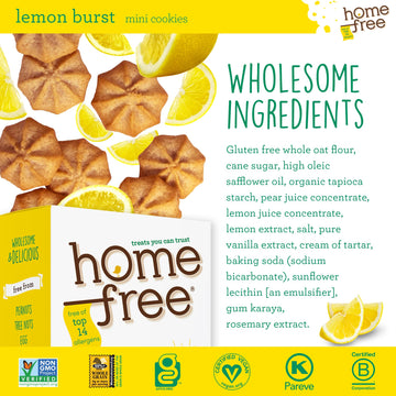 Homefree Treats You Can Trust Gluten Free Mini Cookies, Lemon Burst, 5 Ounce (Pack Of 6)