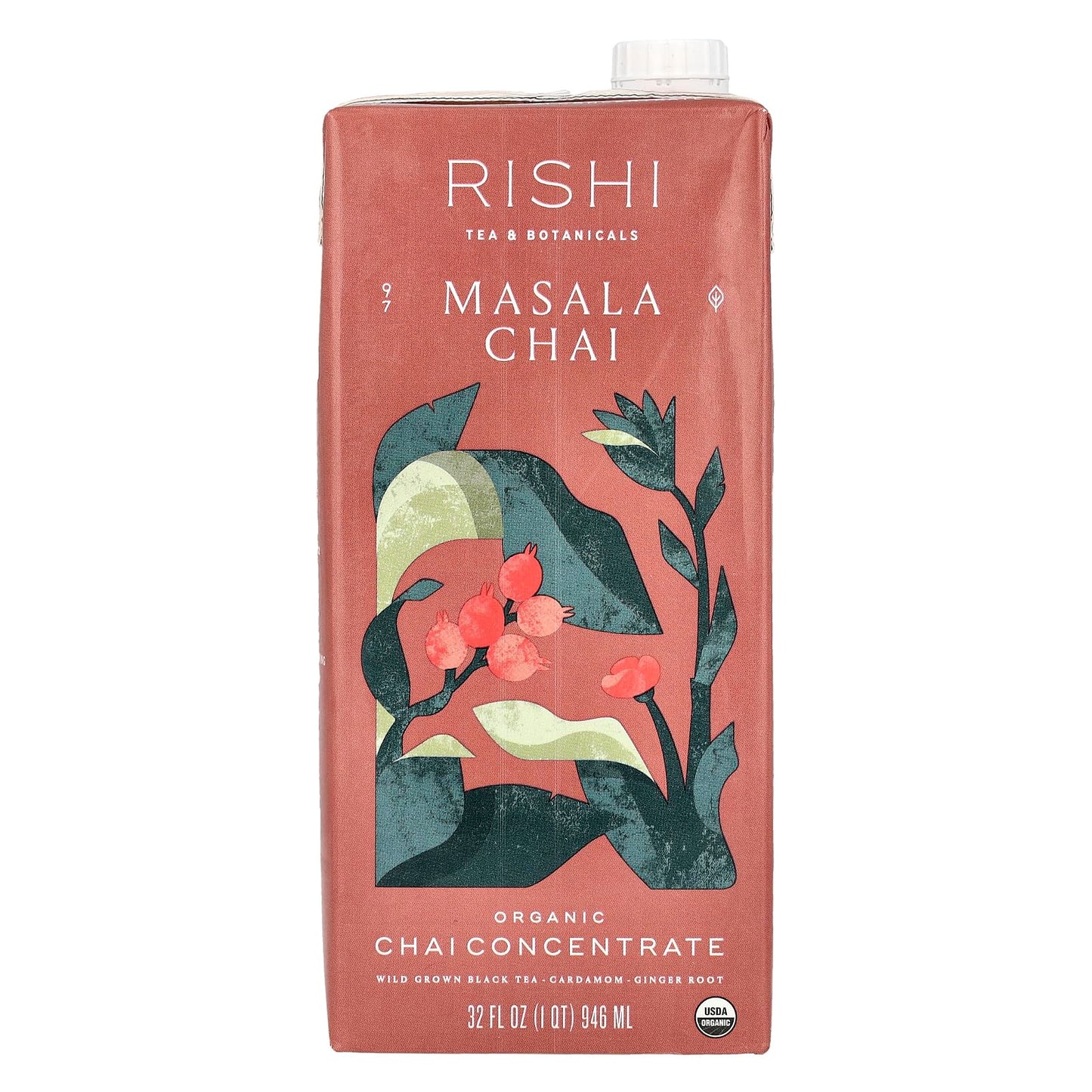 Rishi Tea Masala Chai Concentrate, 32 Fl Oz - Spiced Tea Beverage, Pack of 1