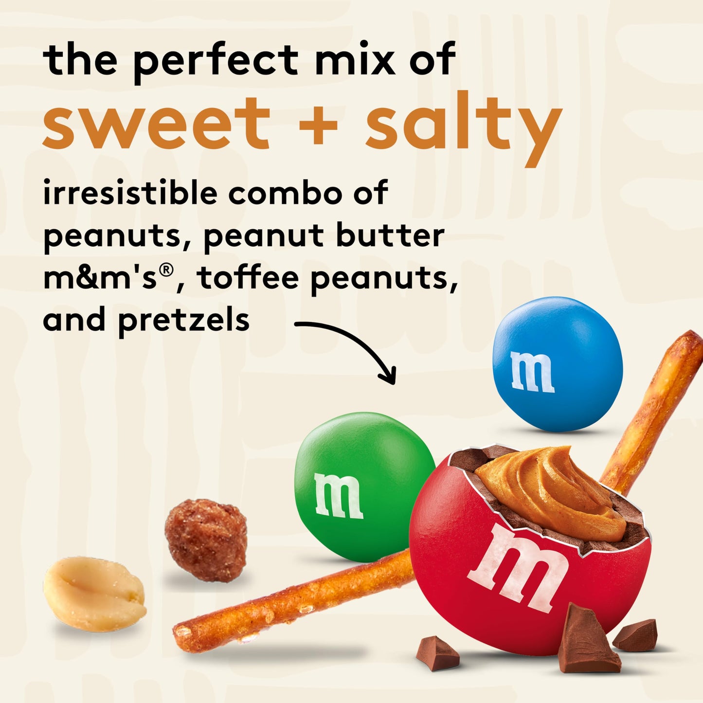 Snak Club Peanut Butter Chocolate Trail Mix With Peanuts, Peanut Butter M&Ms, Toffee Peanuts, And Pretzels, 6 Oz Per Bag, 6 Rese
