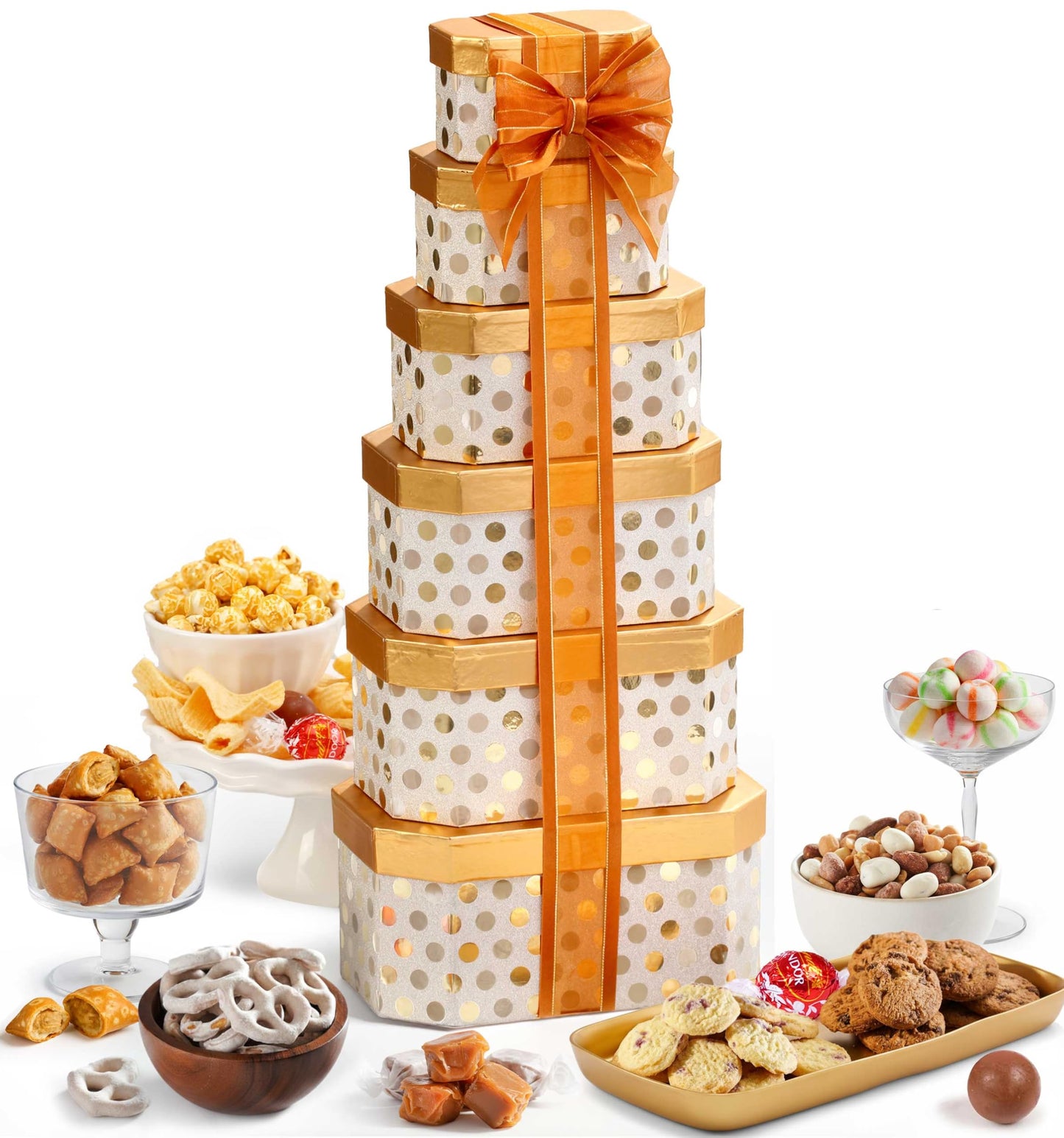 Broadway Basketeers Thank You Gift Tower - Gourmet Chocolate Cookies & Sweets Snack Tower - Thank You Gift Box for Clients, Teac