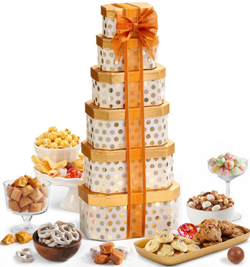 Broadway Basketeers Thank You Gift Tower - Gourmet Chocolate Cookies & Sweets Snack Tower - Thank You Gift Box for Clients, Teac