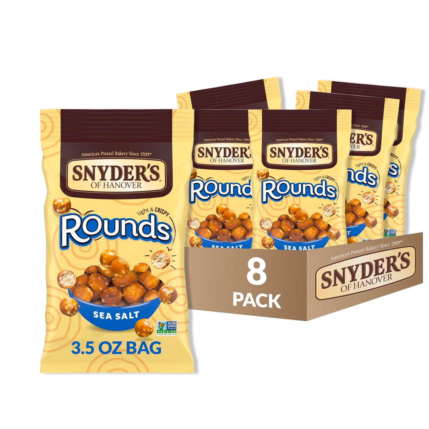 Snyders Of Hanover Pretzels, Rounds, Sea Salt, 35 Oz (Pack Of 8)