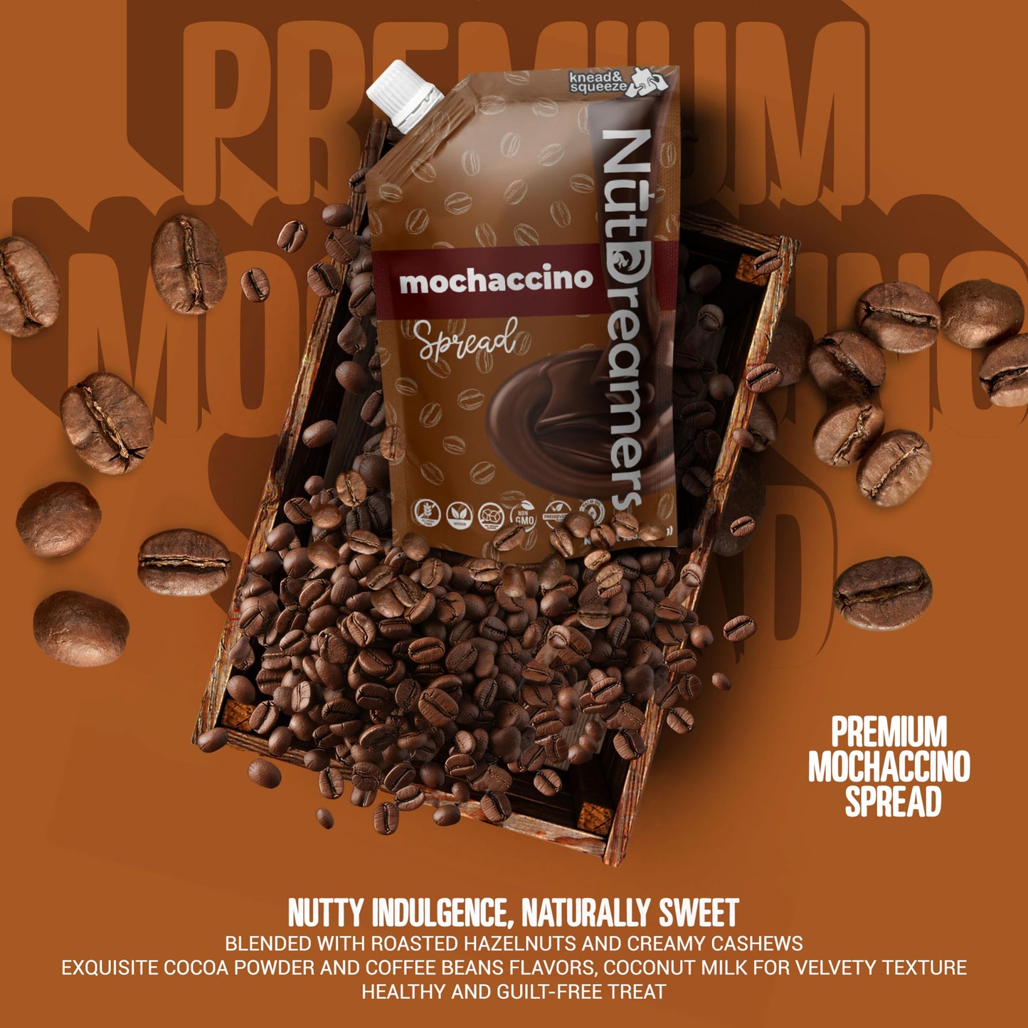 Nut Dreamers Mocha Spread, Mocha Flavor Spread For Pancakes, Yogurt Or Smoothies, Mocha Chocolate Spread, Keto-Friendly, Vegan,