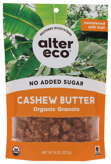 Alter Eco Organic Cashew Butter Granola, No Artificial Sweetener, 8 Ounce (Pack of 6)