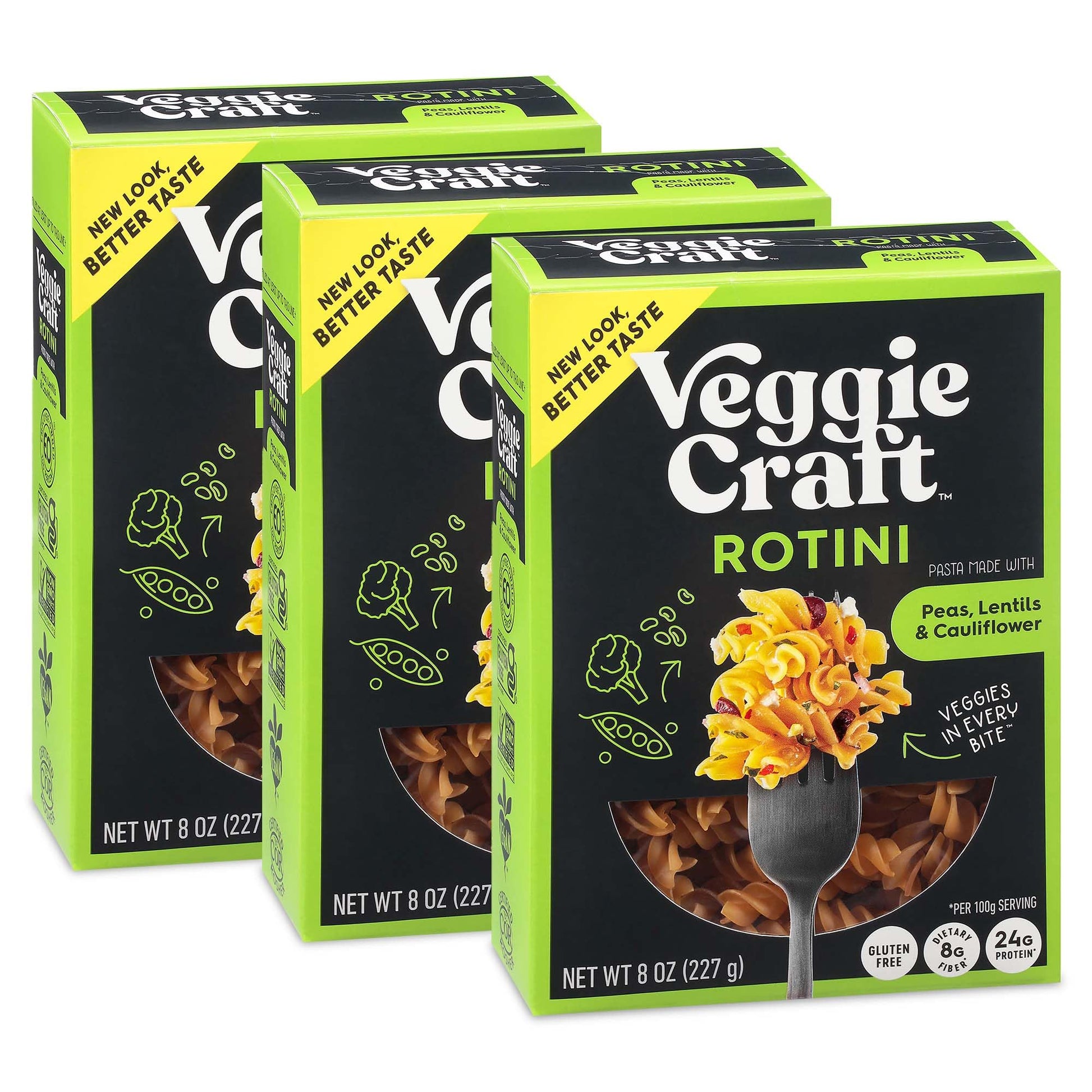 Veggiecraft Farms Rotini Pasta - NEW IMPROVED RECIPE - Protein Pasta, Lentil Pasta w/Cauliflower & Peas, High Protein Noodles, L