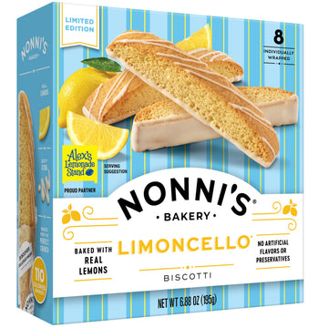 Nonnis Limoncello Biscotti Italian Cookies - Zesty Lemon Cookies - Biscotti Individually Wrapped Cookies - Limoncello Italian B