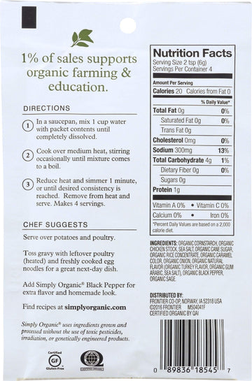 Simply Organic Roasted Turkey Flavored Gravy Mix, Certified Organic, Gluten-Free |0.85 Ounce (Pack Of 3)