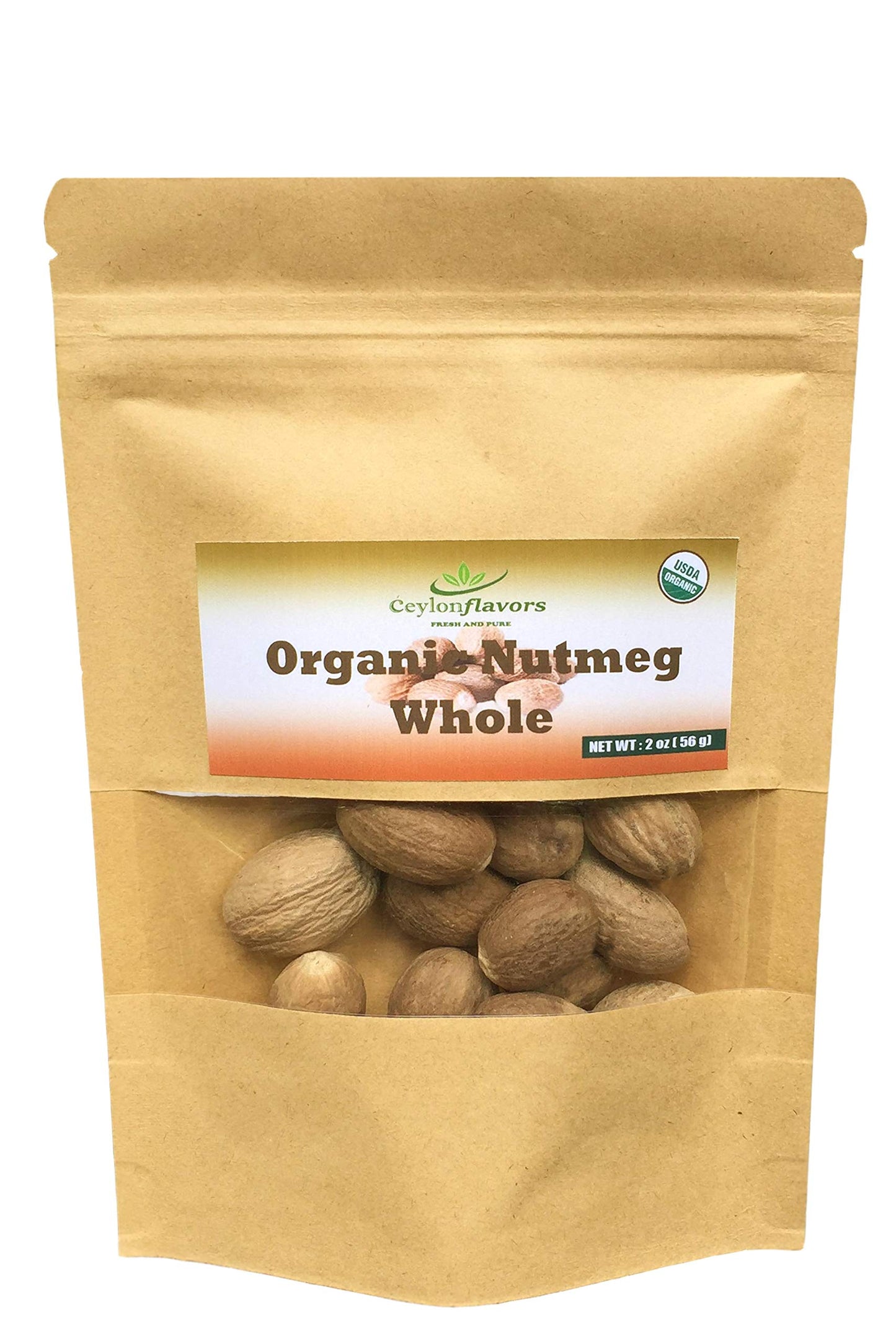 Whole Nutmeg from Ceylon, Authentic, Handpicked from Organic Farms, Natural Super food enriched with aroma & flavors for cooking