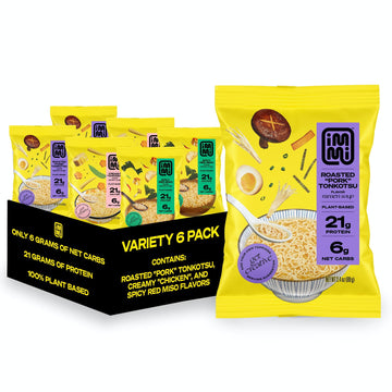 Immi Variety Pack Ramen, Creamy ''Chicken'', Spicy Red Miso, Roasted ''Pork'' Tonkotsu, 100% Plant Based, Keto Friendly, High Pr