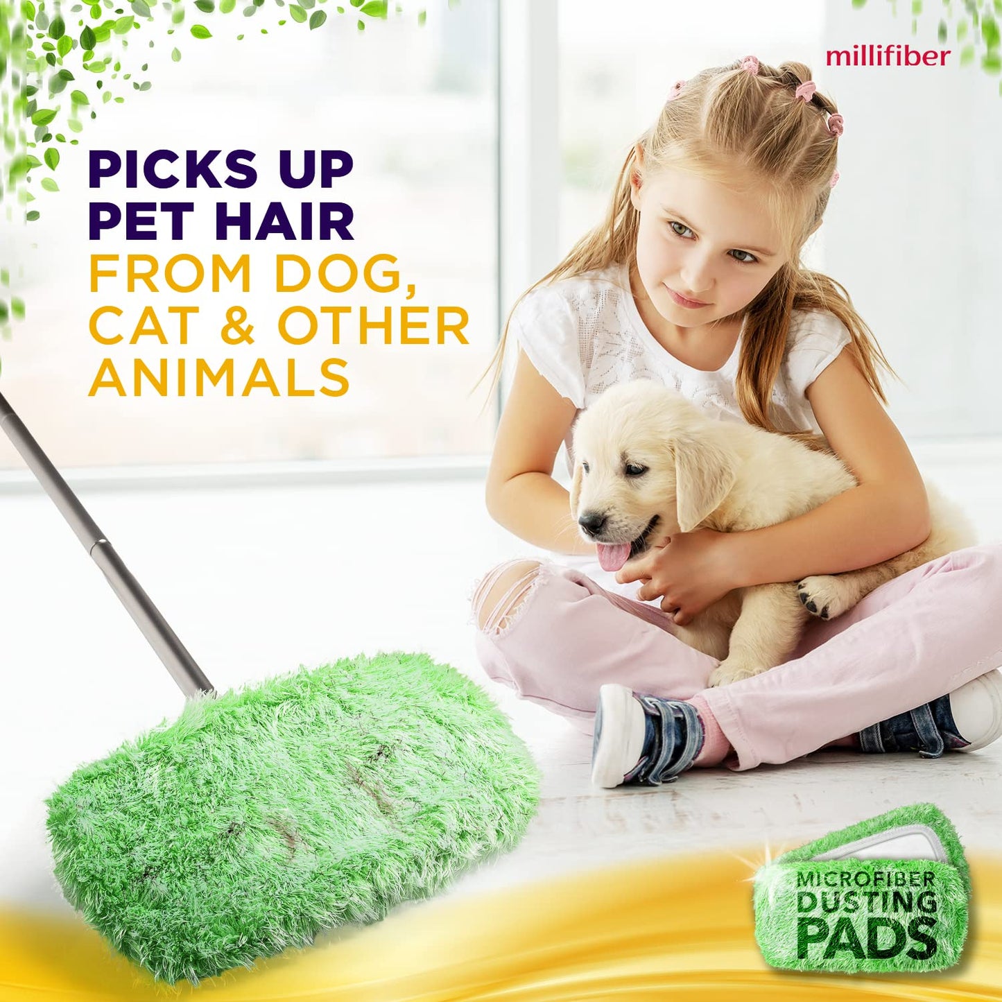 Millifiber Heavy Duty Duster Refills For Swiffer Sweeper Mop (2 Pack) - Reusable Dry Sweeping Pads (Mop Is Not Included)