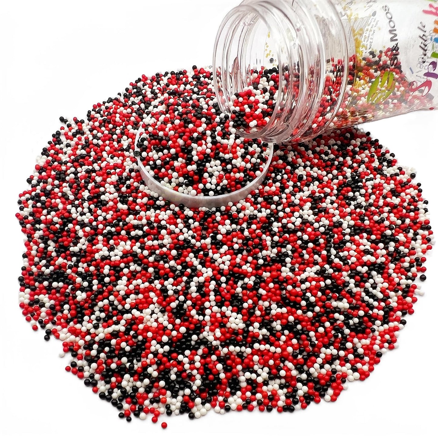 Se Si&Moos Red And Black Sprinkles Black White And Red Nonpareils Edible Pearls For Cake Decorating Small Pearl Sprinkles Hallow