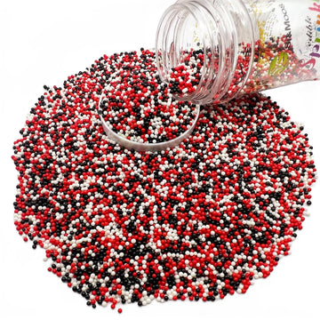 Se Si&Moos Red And Black Sprinkles Black White And Red Nonpareils Edible Pearls For Cake Decorating Small Pearl Sprinkles Hallow