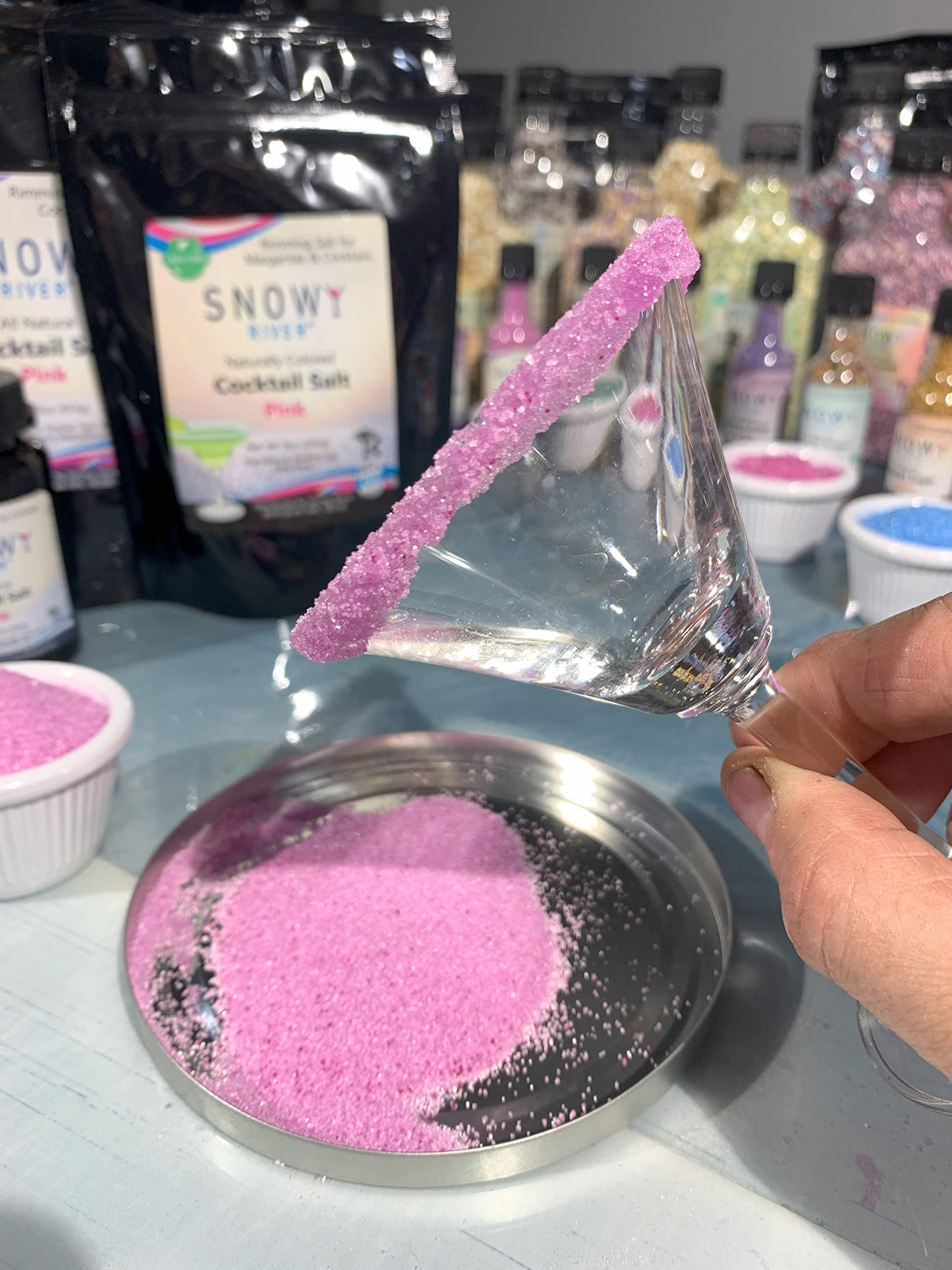 Snowy River Pink Cocktail Salt - Naturally Colored Rimming Salt, 3oz Gift Bottle