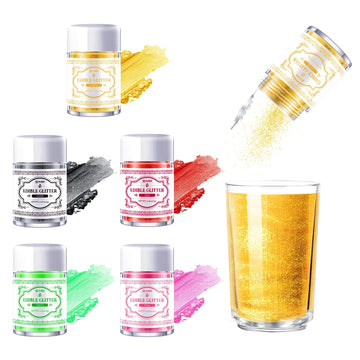 Edible Glitter for Cocktails - 5 Colors Luster Dust Edible Drink Glitter Food Grade Metallic Shimmer Powder for Beverage Chocola