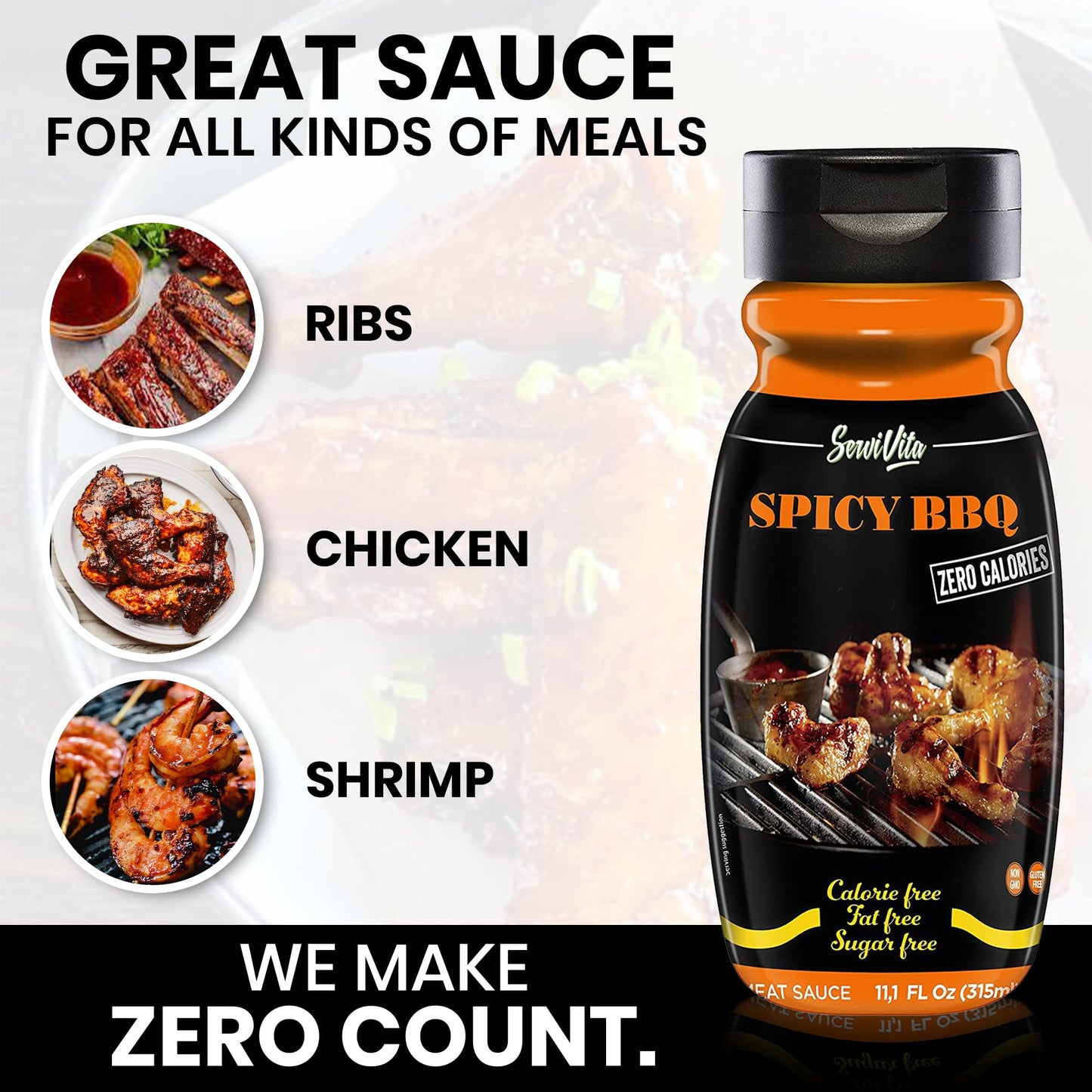Sugar Free Spicy Bbq Sauce - No Sugar Spicy Bbq Sauce - Sugar Free Spicy Barbecue Sauce - Zero Calories And Fat Free, 11.1 Fl Oz