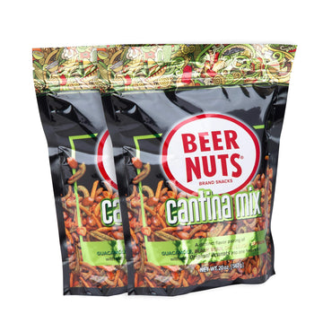 BEER NUTS Cantina Mix - Seasoned Peanuts, Chili Lime Insane Grain, Guacamole & Habanero Sticks - 20oz Resealable Bag (Pack of 2