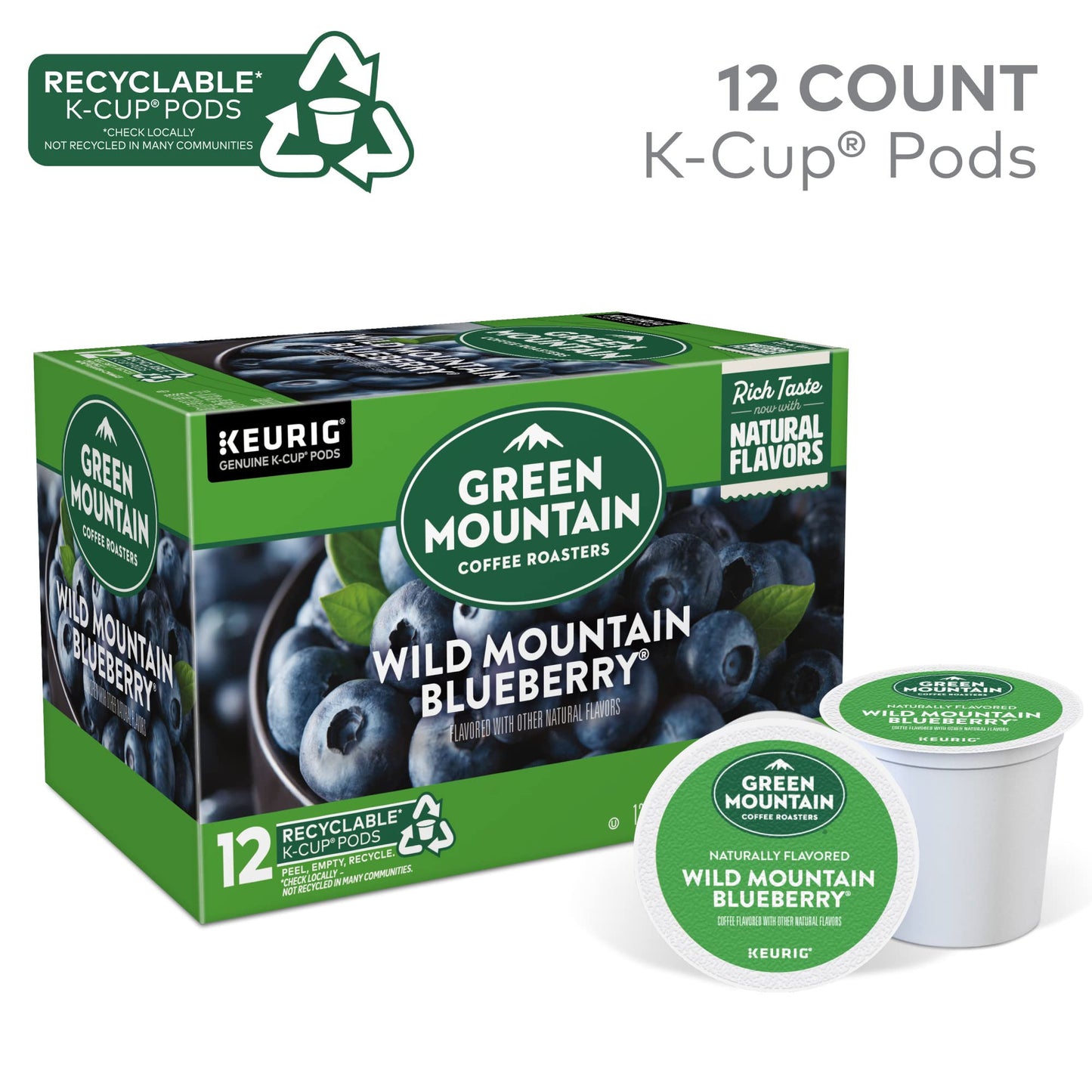 Green Mountain Coffee Roasters Wild Mountain Blueberry Keurig Single-Serve K-Cup Pods, Light Roast Coffee, 72 Count