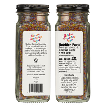 Watkins Rainbow Decorating Sugar, Non-Gmo, Kosher, 4.6 Ounce, 1-Pack