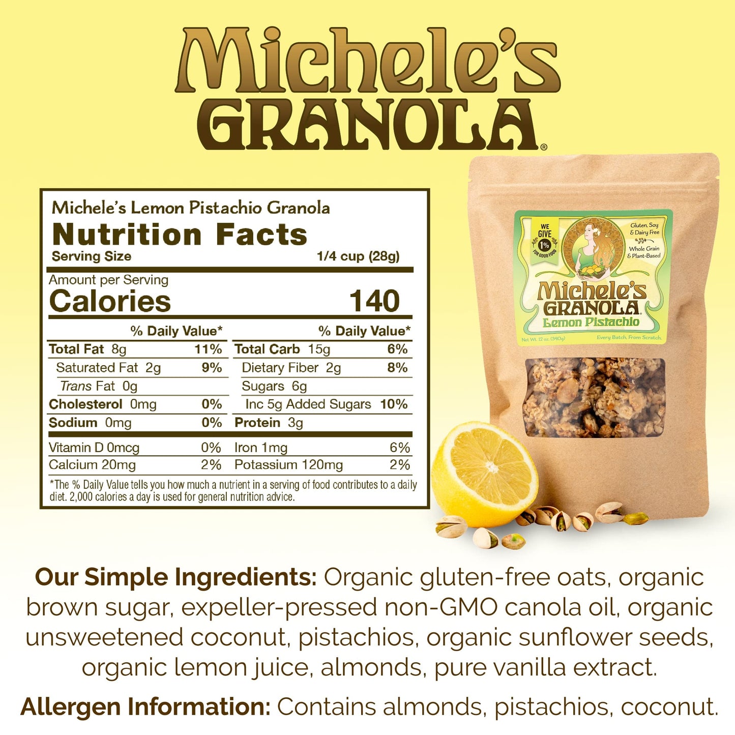Michele s Granola Lemon Pistachio, Pack of 3