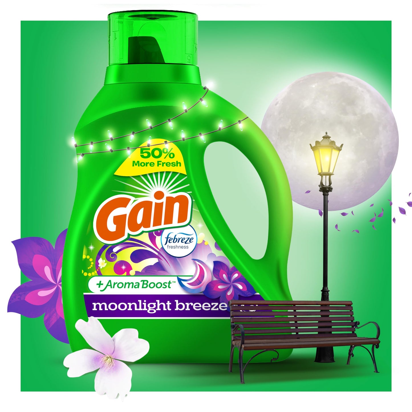 Gain + Aroma Boost Laundry Detergent Liquid Soap, Moonlight Breeze Scent, 45 Loads, 65 Fl Oz, Pack Of 2, He Compatible