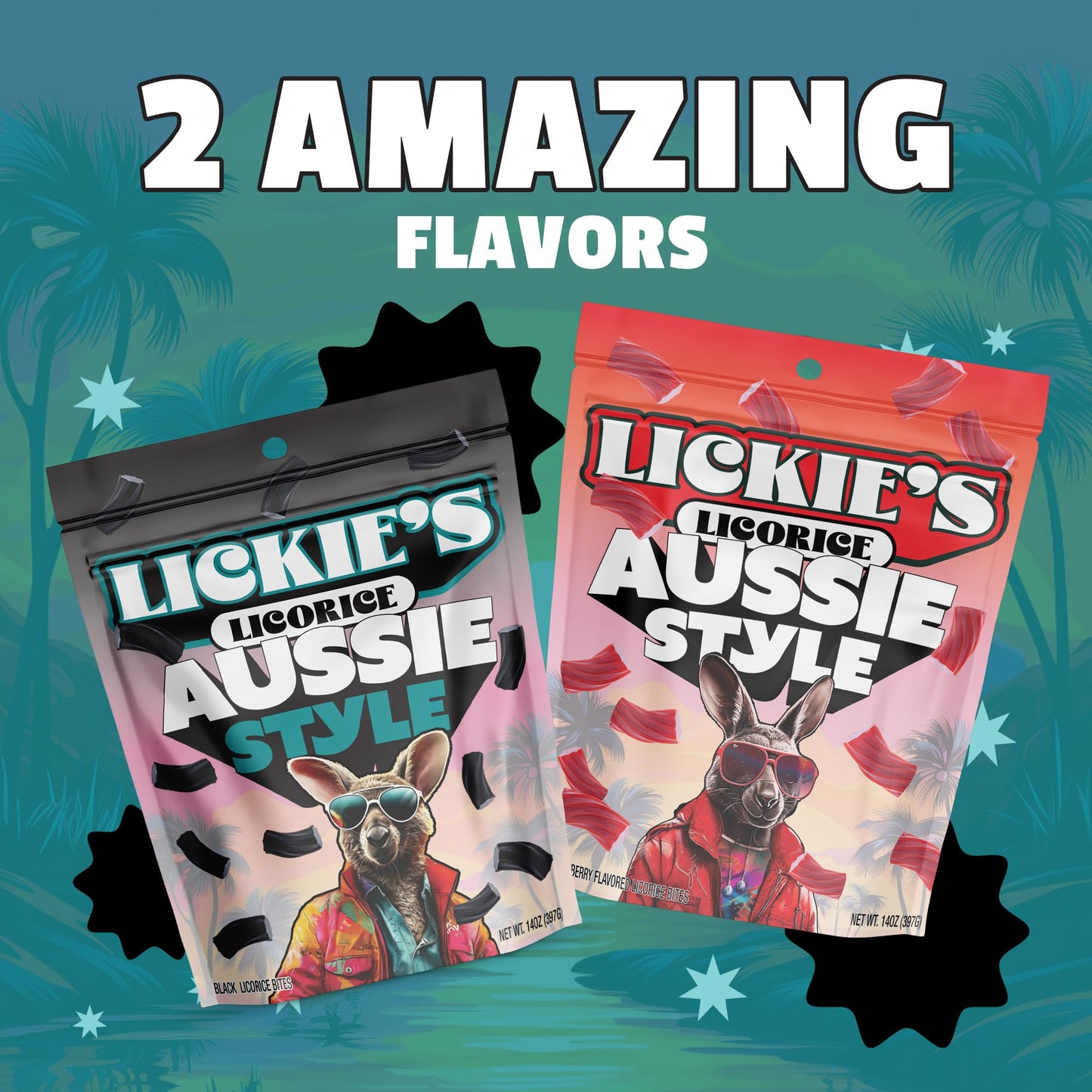 Lickies Licorice Black Licorice | 14 Ounce | Soft & Chewy Australian Licorice Candy Twists | Fancy Licorice Candy | Aussie Style