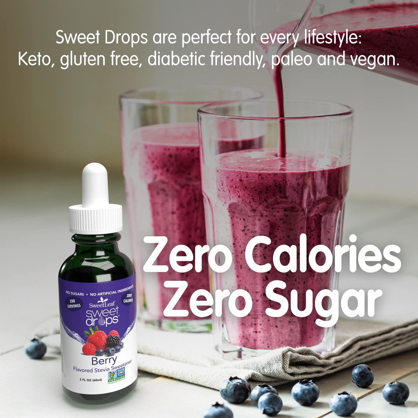 Sweetleaf Sweet Drop Berry Flavored Stevia Sweetener 2Oz Bottle