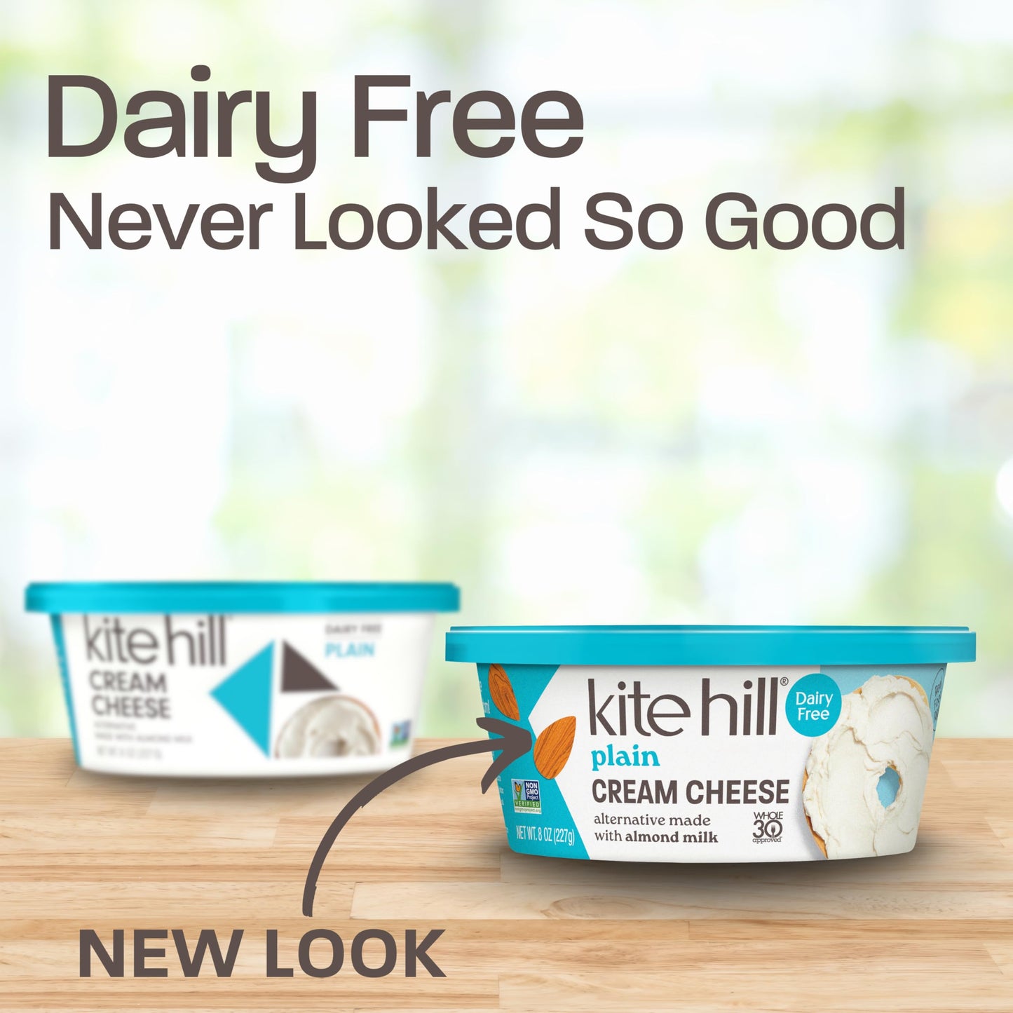 Kite Hill Plain Almond Milk Cream Cheese Style Spread, 8 Ounces, Dairy Free, Whole 30 Approved, Gluten Free, Non-GMO, Vegan