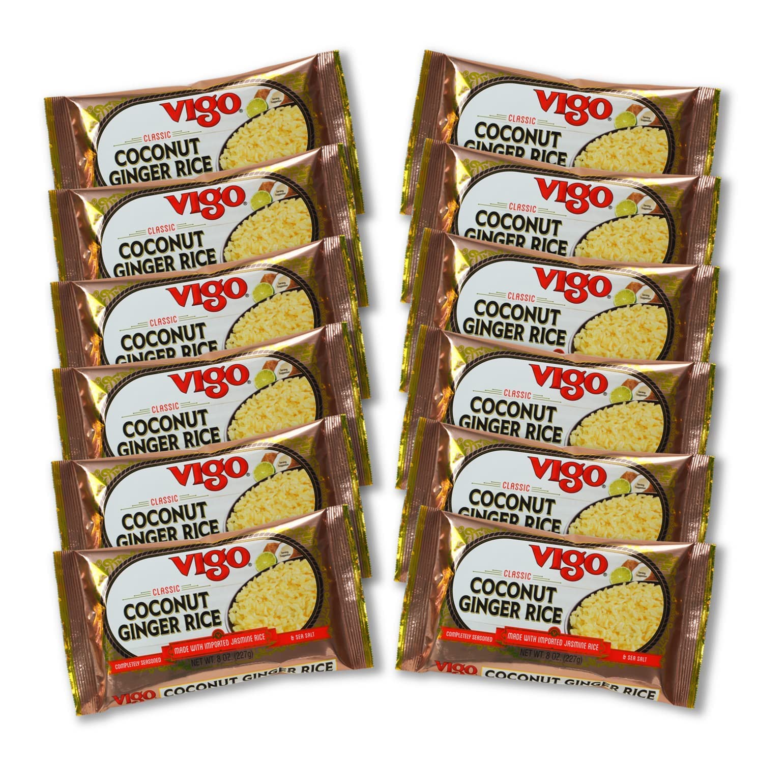 Vigo Authentic Coconut Ginger Rice, Imported Jasmine (Coconut Ginger, 8 Ounce (Pack Of 12))
