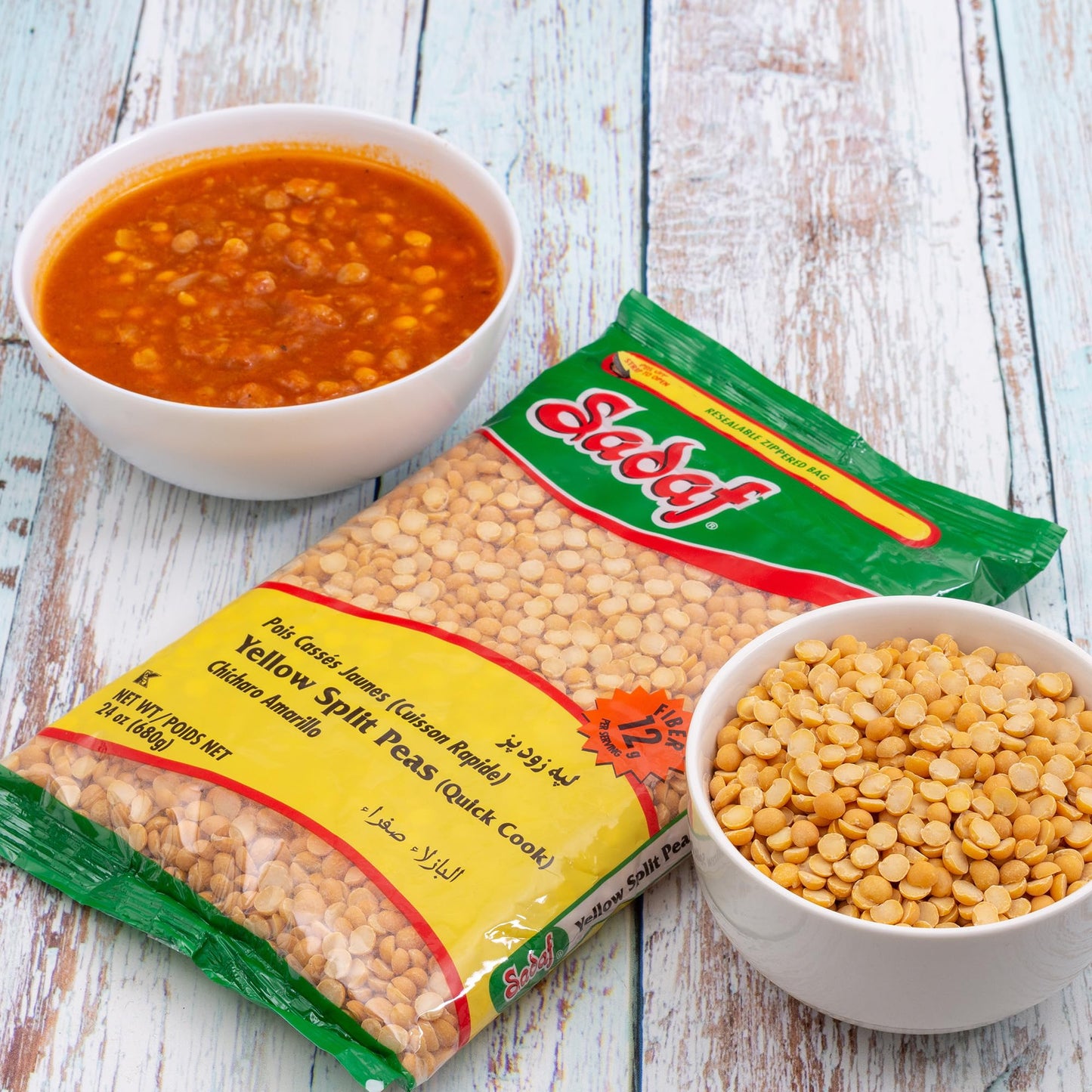 Sadaf Yellow Split Peas -24 Oz. Quick Cook - Dried Yellow Split Peas - Natural, Vegan, Kosher