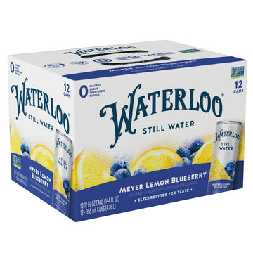 Waterloo Still Water, Meyer Lemon Blueberry | Naturally Flavored Purified Water | 12 Fl Oz Cans (Pack of 12) | Zero Calories | Z