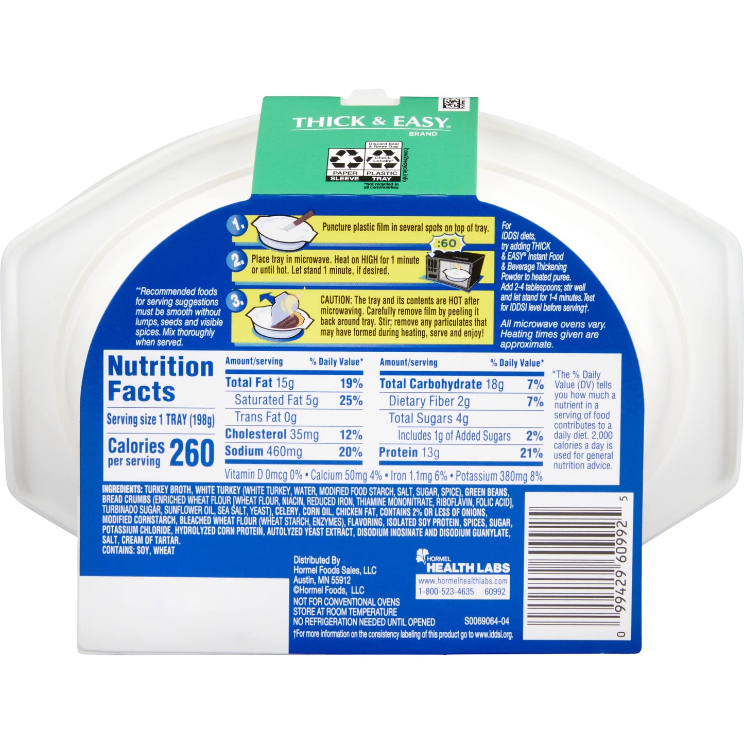 Thick & Easy Roasted Turkey Puree With Bread Stuffing & Green Beans, 7 Pack