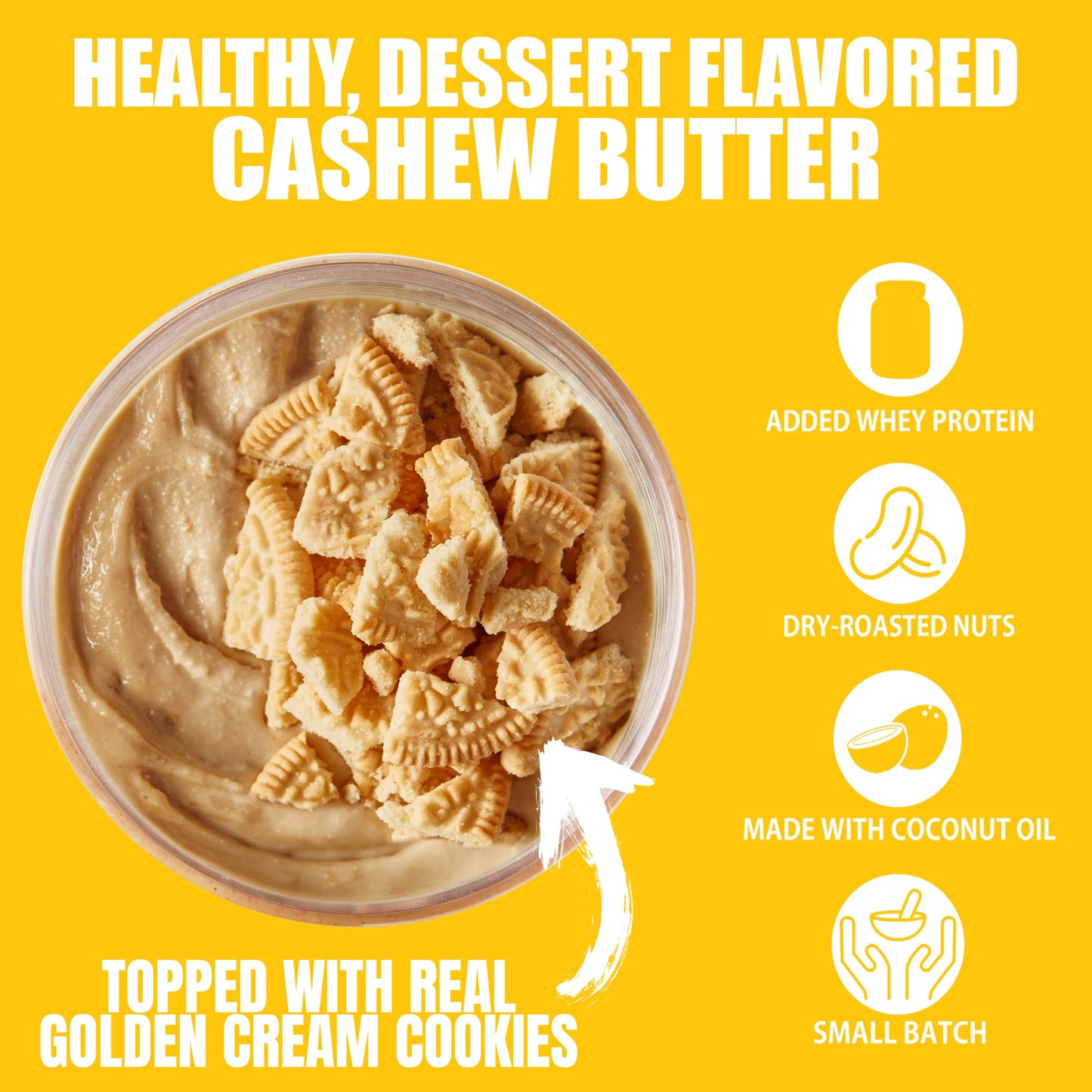 Fit Butters Golden Cream Cookie Cashew Butter Spread, Added Protein And Coconut Oil, Low Carb, Low Sugar, Complete Protein Desse